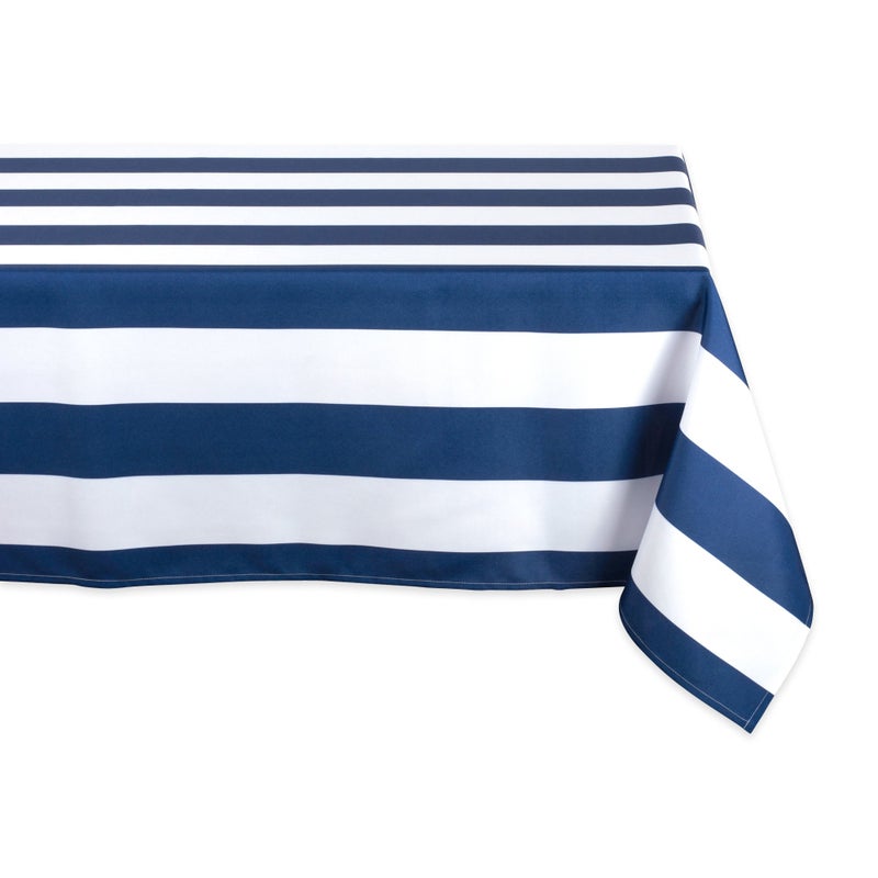 DII Cabana Stripe Outdoor Tabletop Collection, Water Resistant, Tablecloth, 60 x 120, Nautical Blue - Image 1